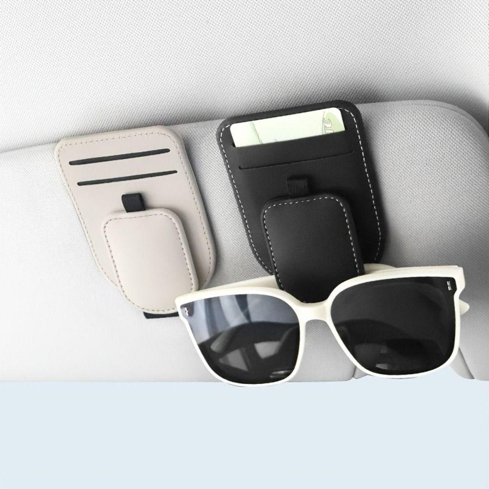 PU Leather Car Sun Visor Glasses Holder Creative Car Sunglasses Holder  Vehicle Accessory
