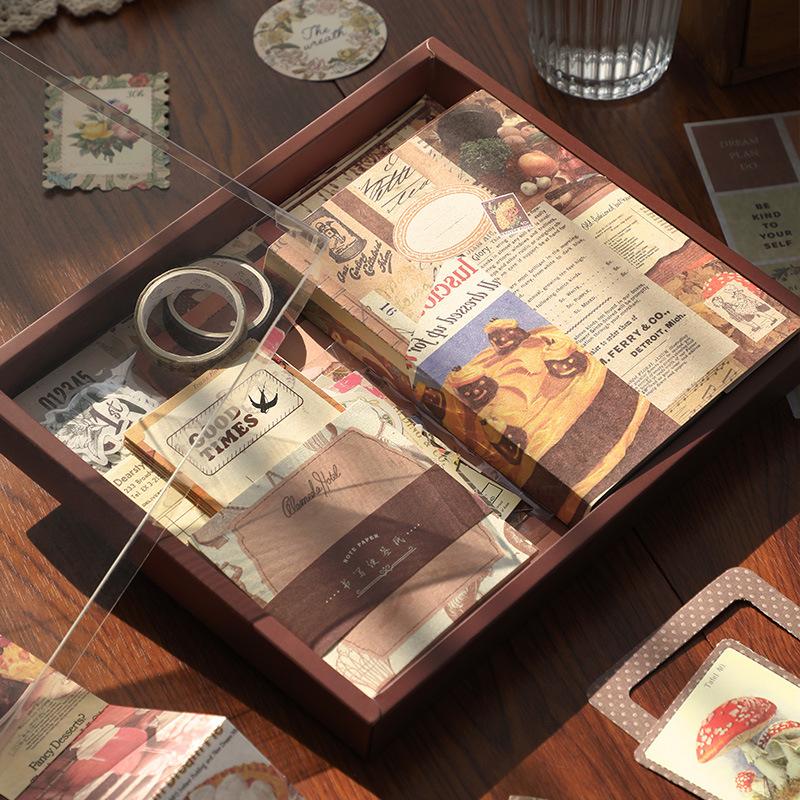 Hot-selling Vintage Aesthetic Scrapbook Supplies Kit Junk Journal Supplies with Scrapbooking Paper A6 Grid Notebook