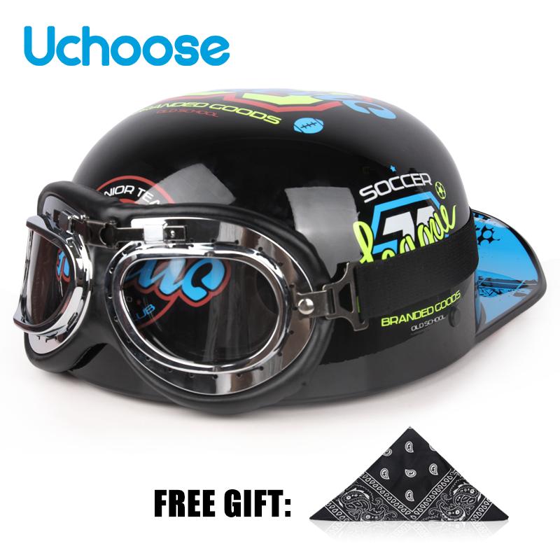 Винтажный шлем Uchoose с открытым лицом, полушлем для мотокросса, скутер, крейсер, чоппер, бейсбольная кепка, шлем, летняя езда
