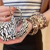 Винтажный кожаный открытый браслет с леопардовым и зебровым принтом: Преувеличенный Высококлассный Модный Браслет
