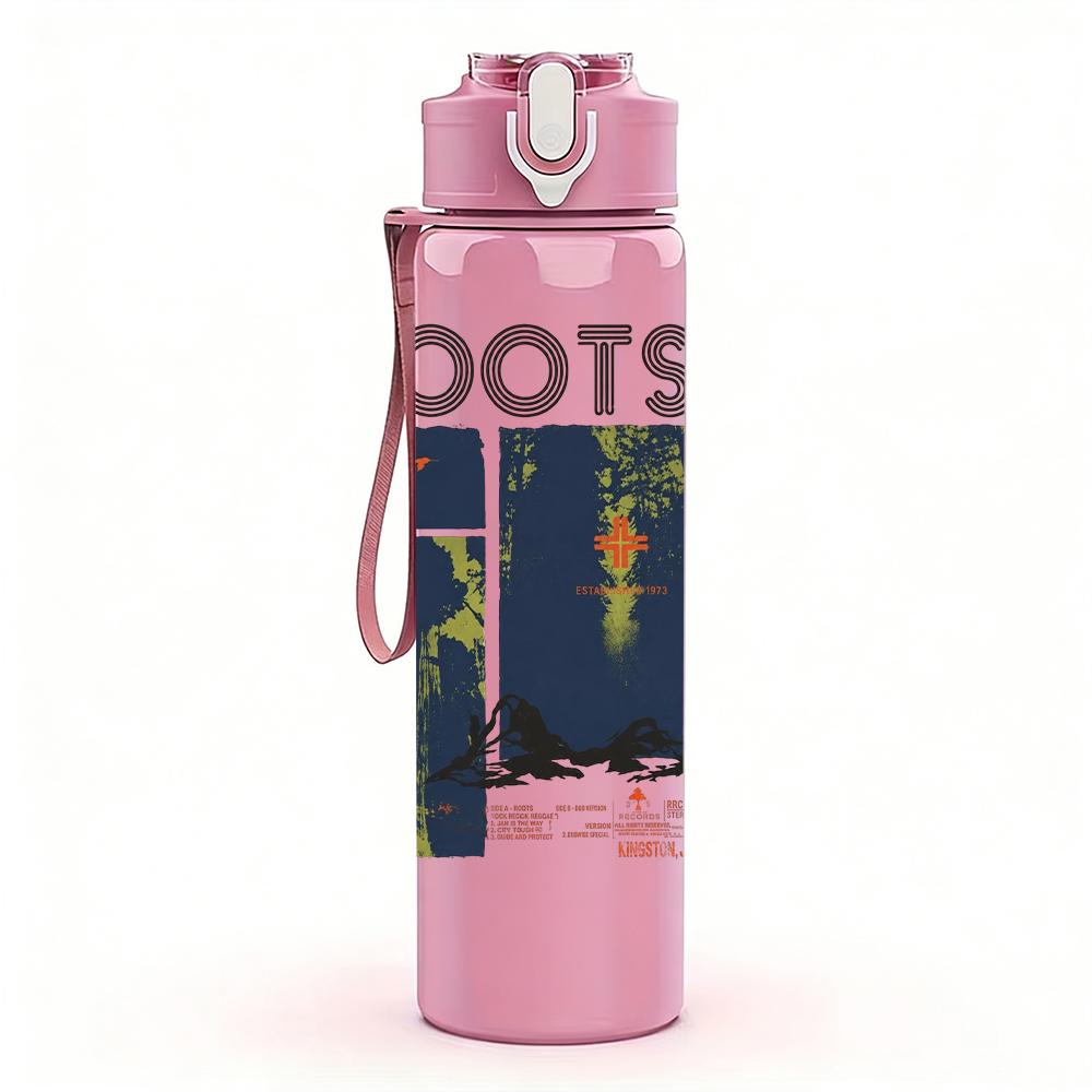 1PC Roots Reggae Band Retro Block Text Print 750ml Portable Sports Water Bottle Leakproof Gym Outdoor Travel Drink Cup