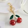 High-End Resin Cherry Bag Charm and Metal Keychain