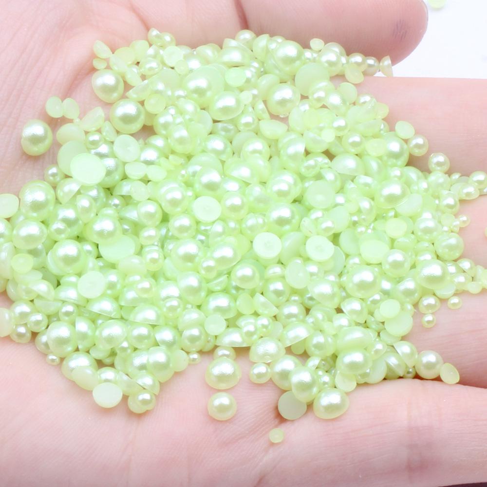 8mm Flat-Bottom Half-Round Imitation Pearls Beads, 100-Pack - DIY Rhinestone Mobile Case Accessories