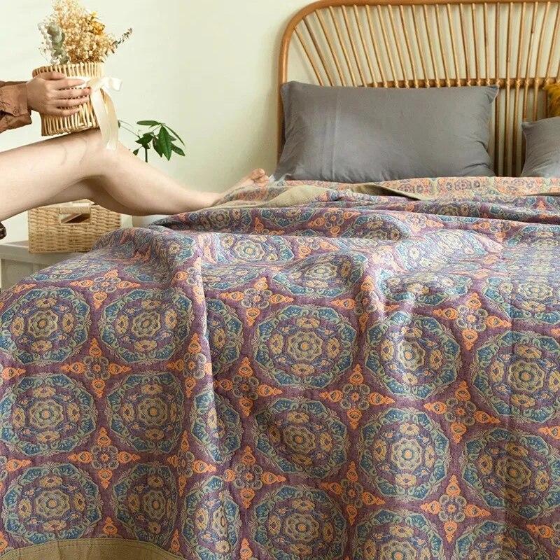 Хлопковое вязаное одеяло класса А для мамы и ребенка, тройное пряжа, многофункциональное покрывало, одеяло для кровати, мягкое одеяло с кондиционером