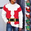 Мужской рождественский принт, искусственный свитер, толстовка с круглым вырезом, свободный топ с длинными рукавами