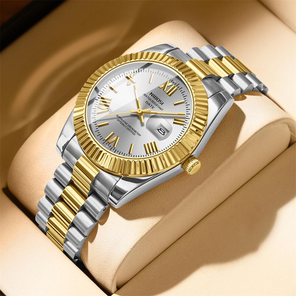 NIBOSI Brand Men's Quartz Watch Waterproof Luminous Date Stainless Steel Male Clock Sports Wristwatch Luxury Watch Reloj Hombre