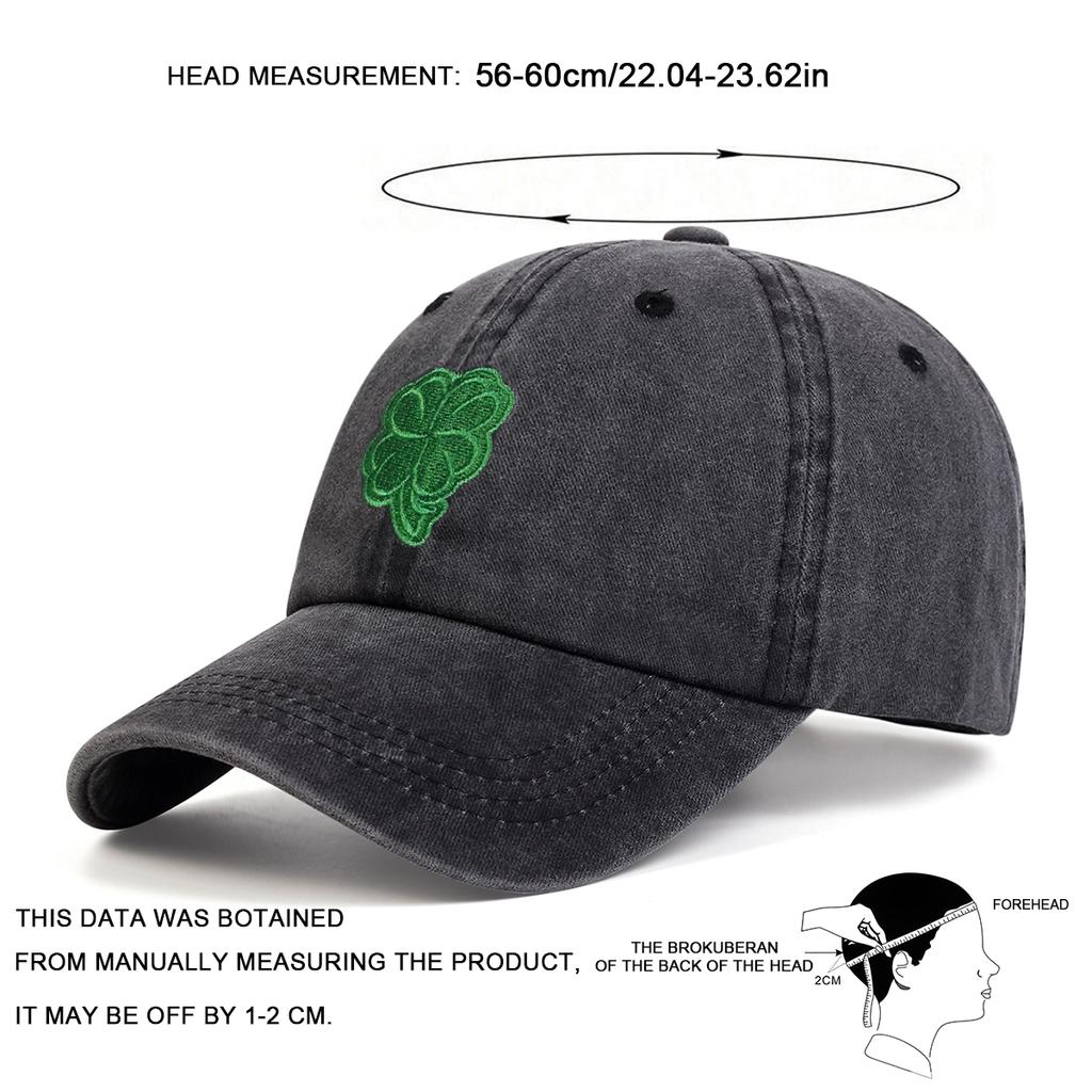 Unisex Clover Embroidery Wash Baseball Caps Spring and Autumn Outdoor Adjustable Casual Hats Sunscreen Hat
