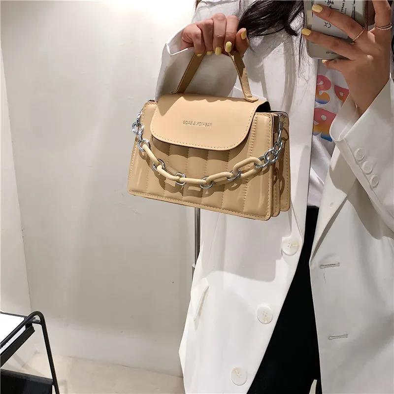 Женская винтажная портативная сумка, универсальная косая сумка на одно плечо, женская однотонная мини-маленькая квадратная сумка