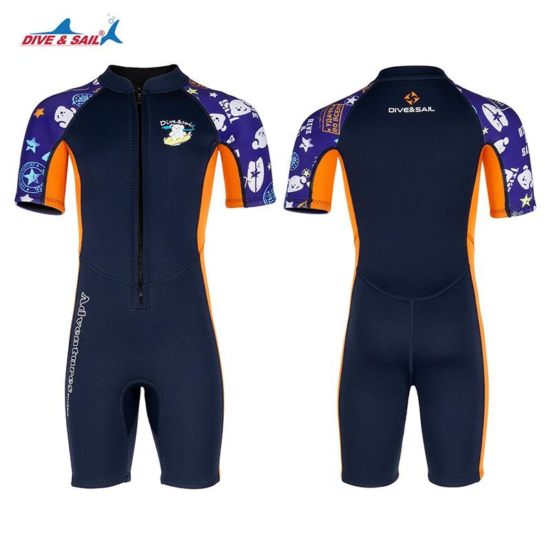 Kids 2.5mm Neoprene Wetsuit Boys Warm UV-Protective Fullsuit Snorkeling Swimming Surfing