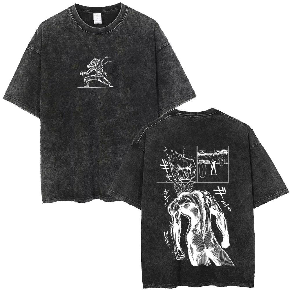 Anime One Punch Man Vintage Washed T-shirt Manga Saitama Garou Graphic T Shirt Fashion High Quality Cotton T-shirts Unisex