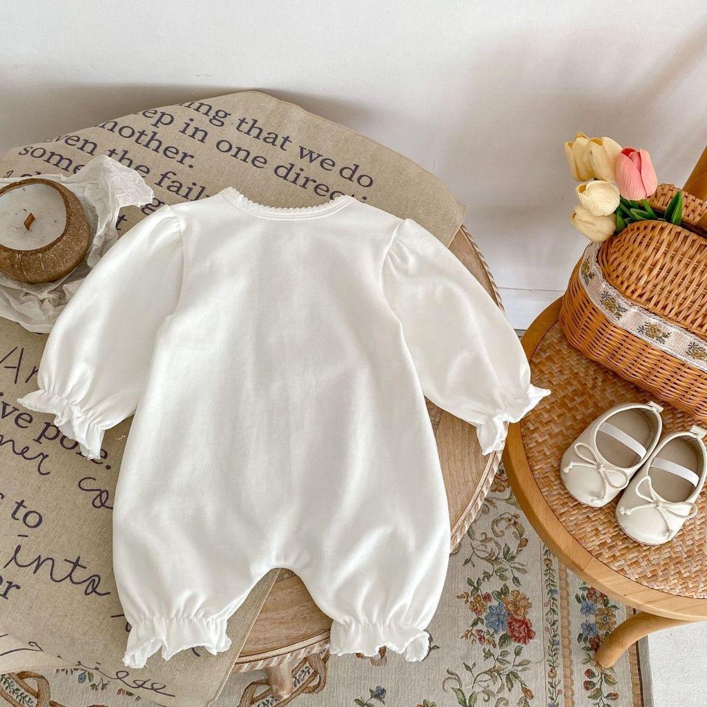 Ромпер с длинным рукавом для маленьких девочек, однотонный - Новая весенняя коллекция