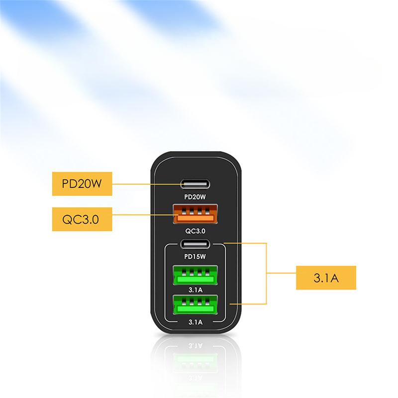 65 Вт PD зарядное устройство 5 В 7 А быстрая зарядка 5 портов USB для iPhone 13 12 Pro iPad Xiaomi Samsung телефонный адаптер типа C EU US UK вилка
