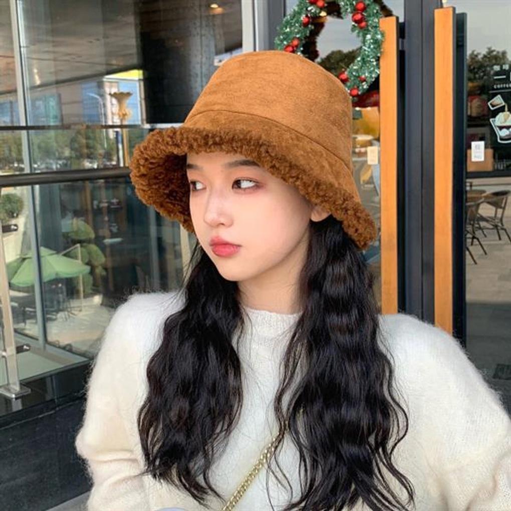 Women's Suede Fleece Bucket Hat Winter Hat LK-HT10