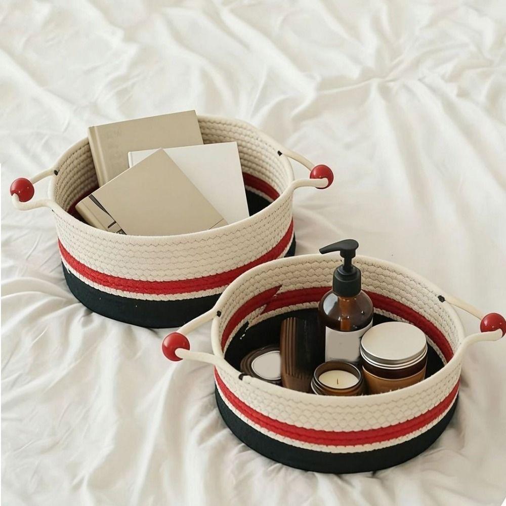 Decorative Cotton Rope Storage Box Large Capacity Desktop Organizer Makeup Storage Basket Keys