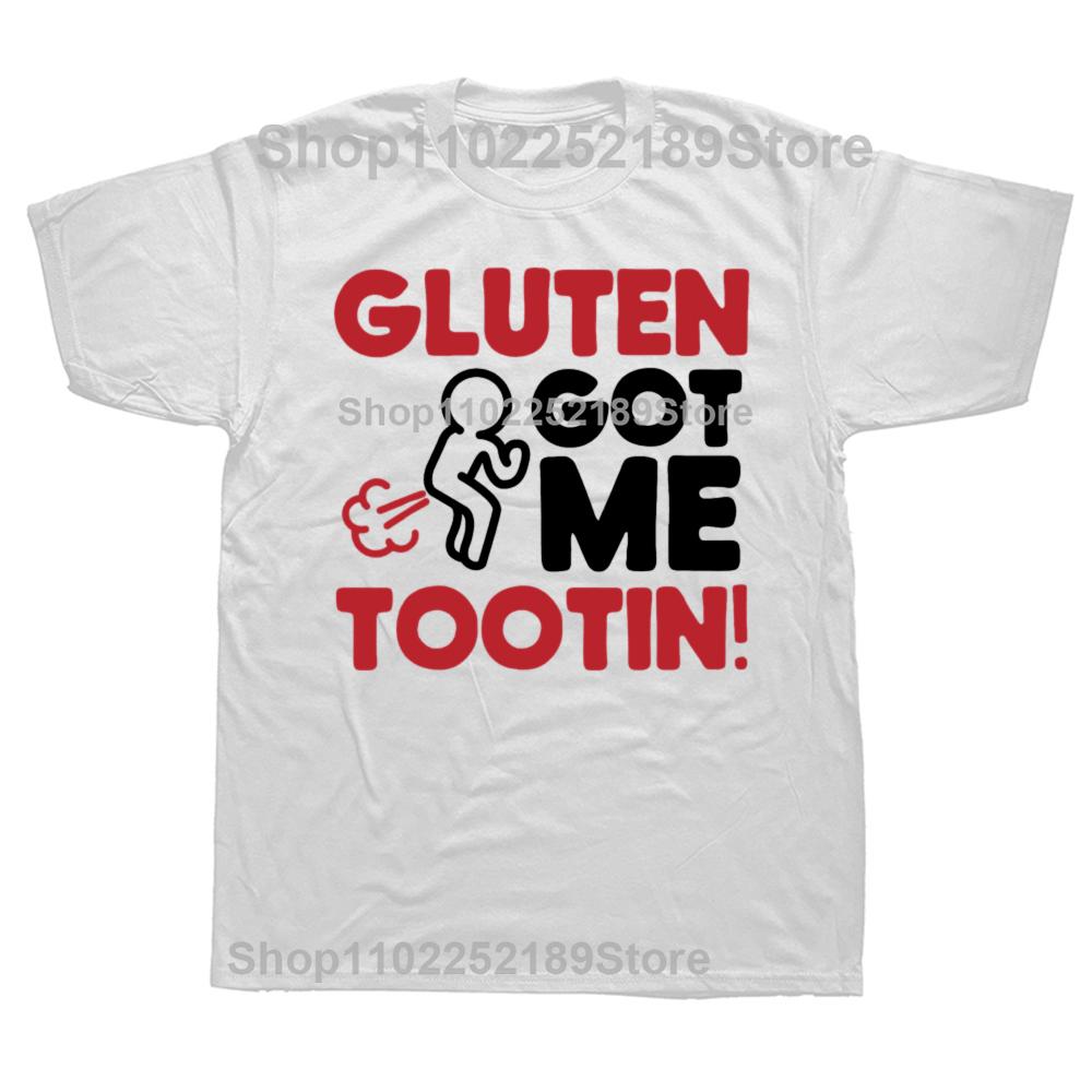 Gluten Tootin Смешные Футболки с Графикой Без Глютена Мужские Женские Мода Повседневная Футболка 100% Хлопок Свободная Оверсайз Футболка