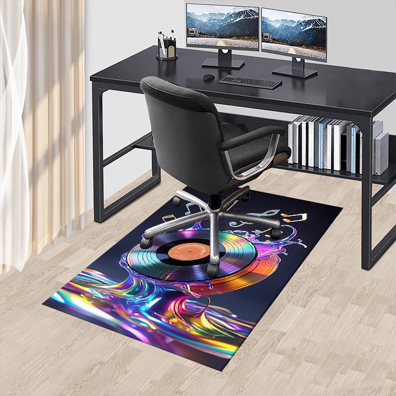 Colorful Vinyl Record Chair Mat: Office Carpet, Oversized Rug for Home Decor, Sofa Mat, Desk Pad Gift Suitable for Bedroom, Living Room, Any Room