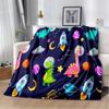Cartoon Dinosaur Space Cute Dino Children Soft Plush Blanket,Flannel Blanket Throw Blanket for Living Room Bedroom Bed Sofa Kids