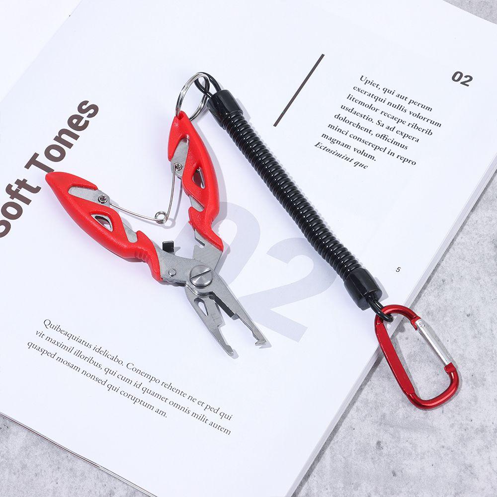 With Lanyard Plastic Handle Bait Line Cutter Fishing Pliers Hook Removers Stainless Steel Scissor