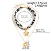 SHIXIN 2Pcs/Set Retro Flower Love Heart Pendant Necklace for Women Elegant Leopard Pattern Chiffon Fabric Choker Party Jewelry