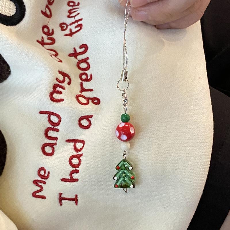 Милый Рождественская елка Снеговик Кристальная бусина Подвеска для мобильного телефона Изысканное украшение для подвешивания на сумку Сладкий Универсальный брелок Подарки