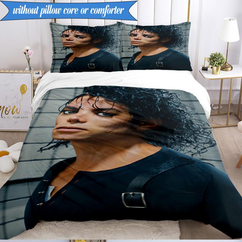 Metallic Hair Style Michael muisc 3pcs K-pop music group Bedding set,Ideal for Bedroom, Dormitory,Including Duvet Cover And 2pcs Pillowcases,Fan gift