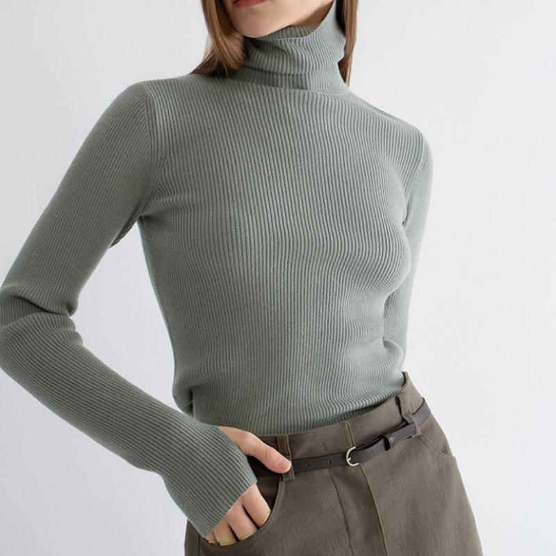 She S MiSS ребристый тонкий трикотажный свитер с высоким воротом SSkpoo41010 Mi