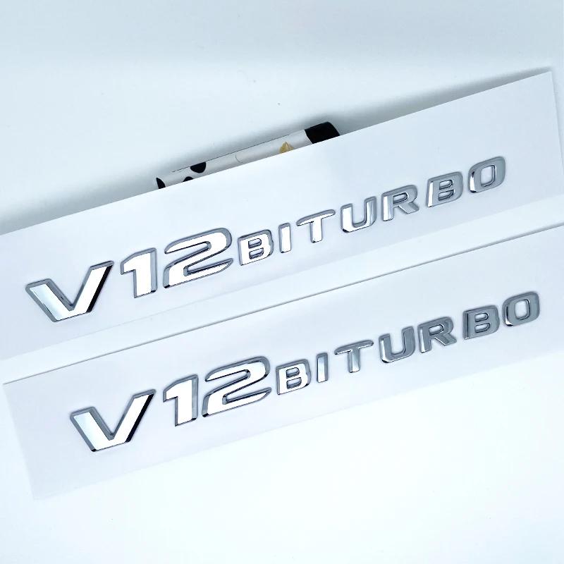 2017 Flat Letters G63 G65 V8 Biturbo V12 Biturbo Emblem for Mercedes Benz W463 Car Side Fender Trunk Nameplate Logo Sticker UO2
