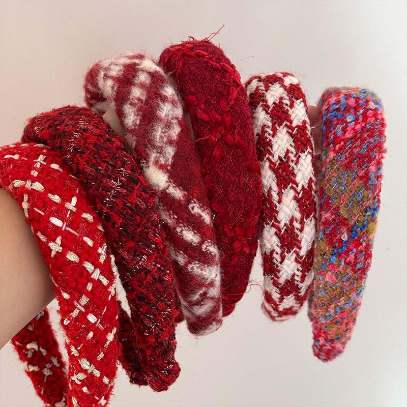 Праздничная красная повязка на голову для женщин - Аксессуар для волос на китайский Новый год и Рождество