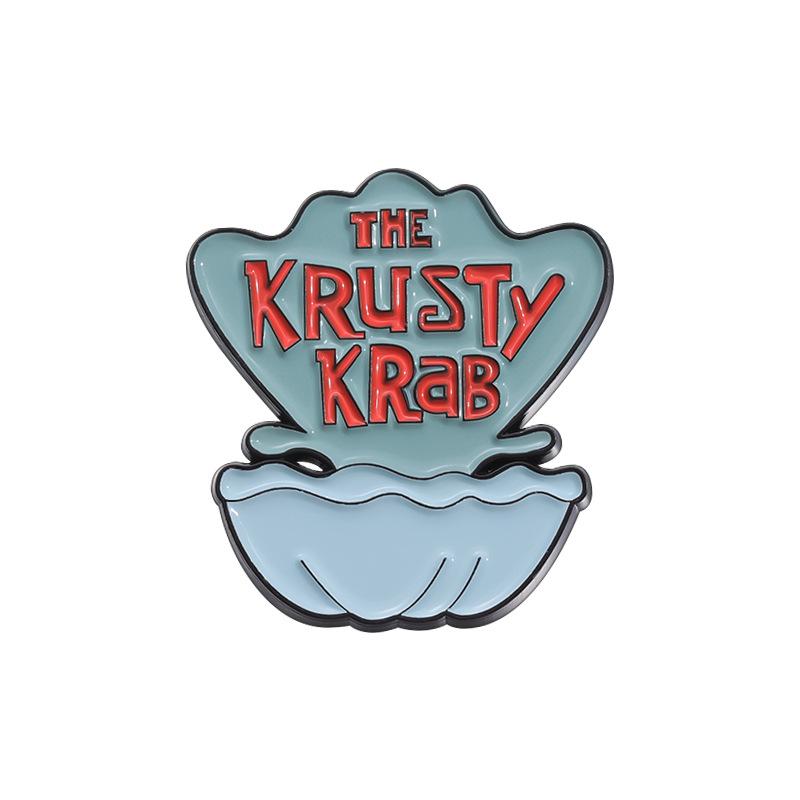 Cute Anime Brooch Set SpongeBob Metal Pins Squidward Patrick Burger Badge 6-Pack Cartoon Clothing Lapel Pin