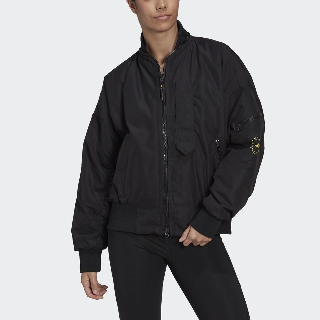 Adidas Stella McCartney Logo Print Однотонный бомбер Женские куртки Черный HG6887