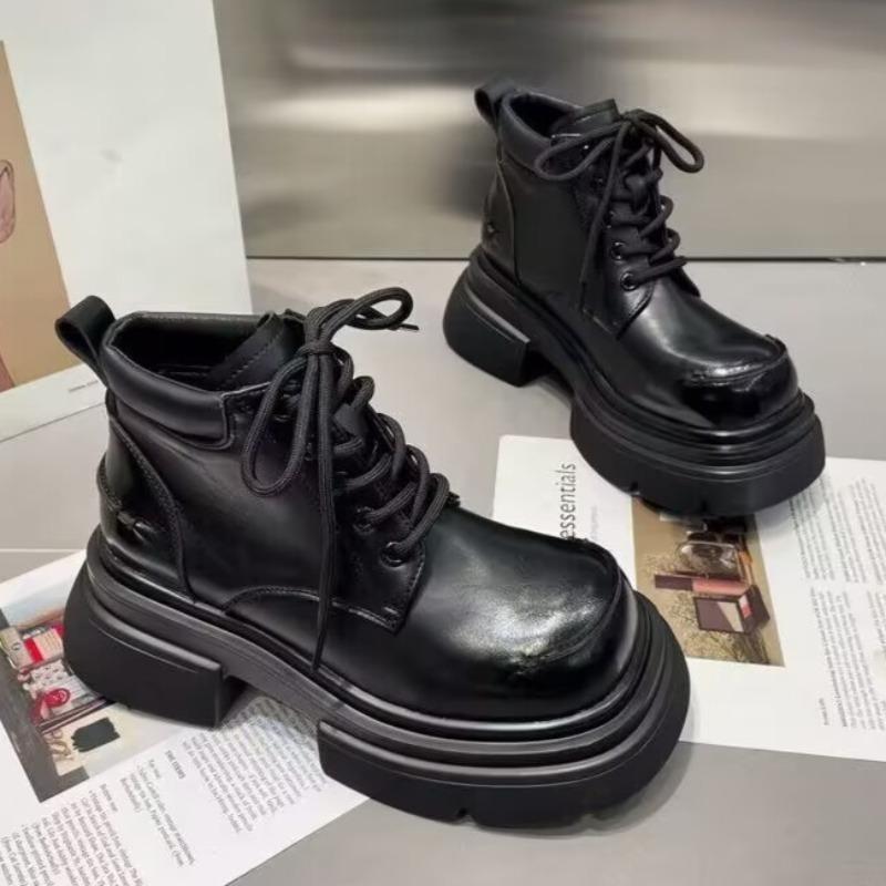 Ботильоны на плоской подошве на платформе, женские повседневные туфли на высоком каблуке, зимние модные кроссовки 2025 года, трендовые готические ботинки для ходьбы на шнуровке, женские ботинки