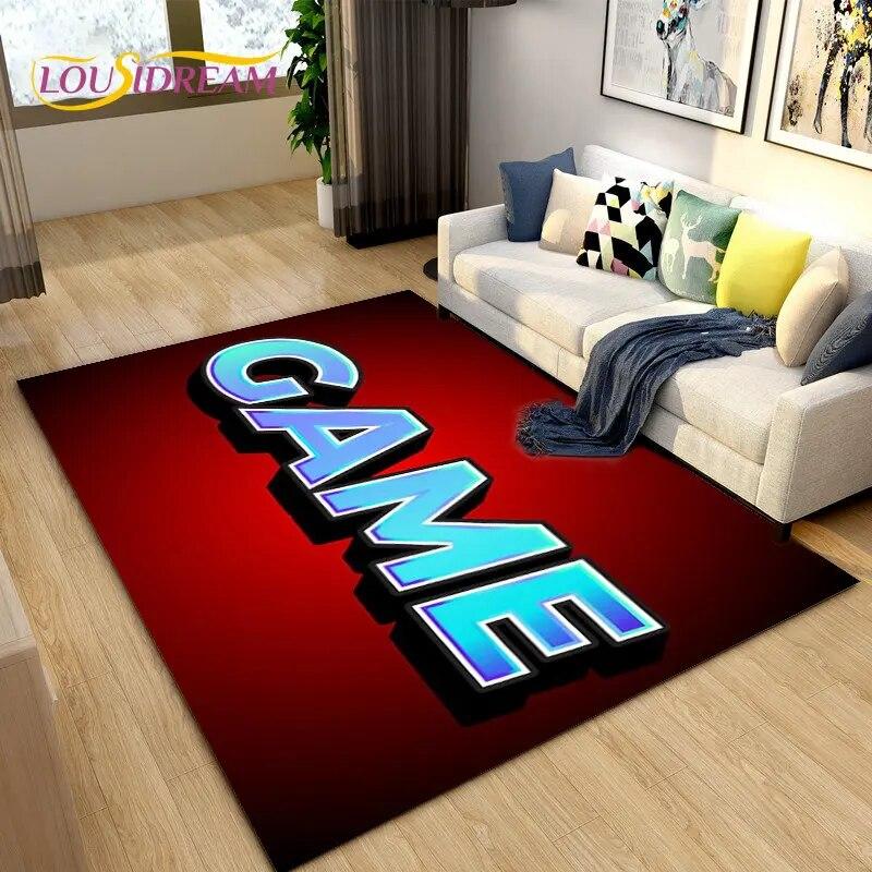 3D мультяшный геймерский ковер Game Over, большой коврик для гостиной, спальни, дивана, коврик для украшения, детские игры, нескользящий напольный коврик