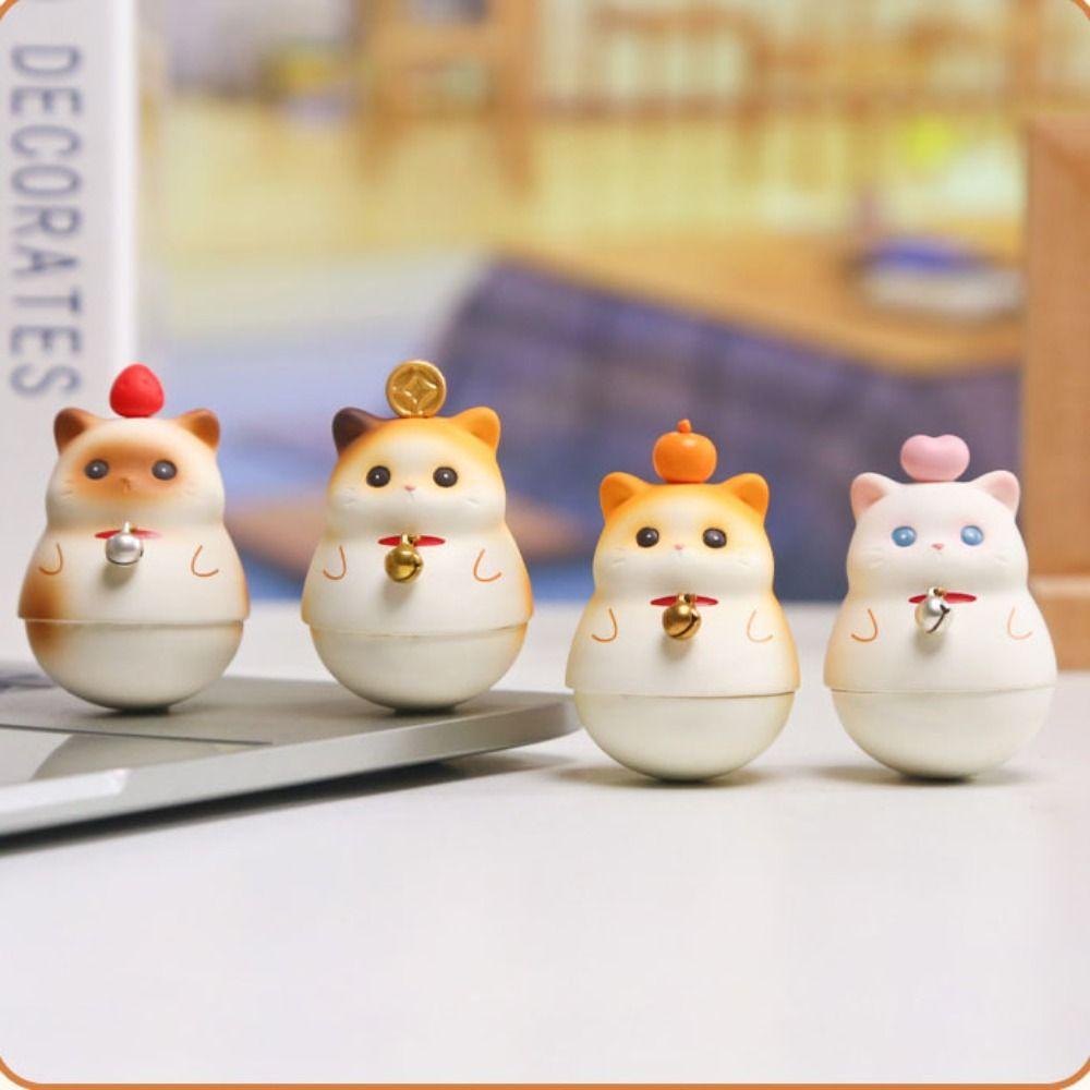 Chubby Cat Resin Ornament Shake Toys Cat Car Decorations Cat Resin Figure Cat Swinging Doll  Gifts