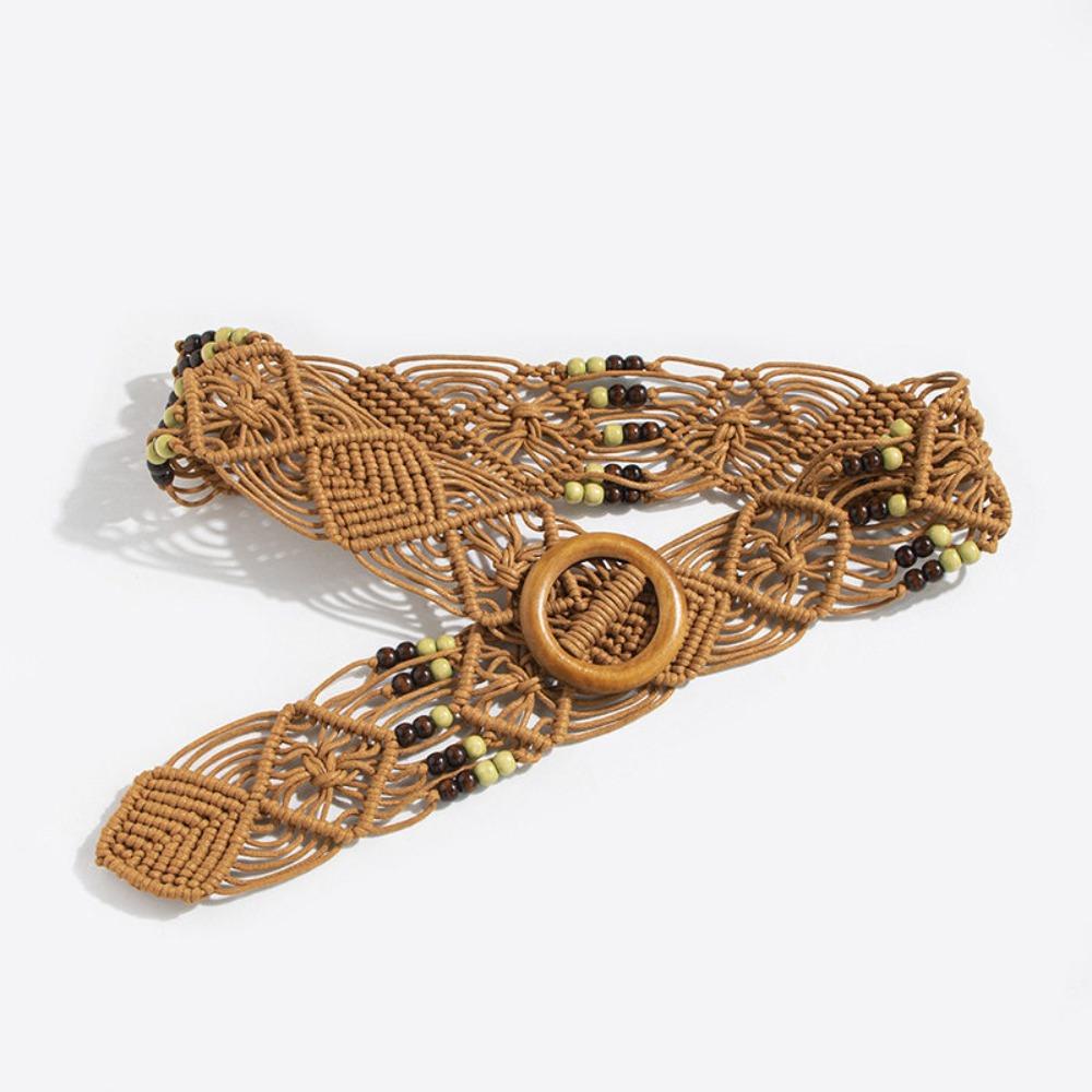 Woven Weave Belt Retro Ethnic Style Waistband Personality Bohemian Style Belt  Dress Decoration