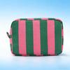 Durable Corduroy Storage Bag Stripe Design Makeup Train Cases High Capacity Travel Makeup Bag