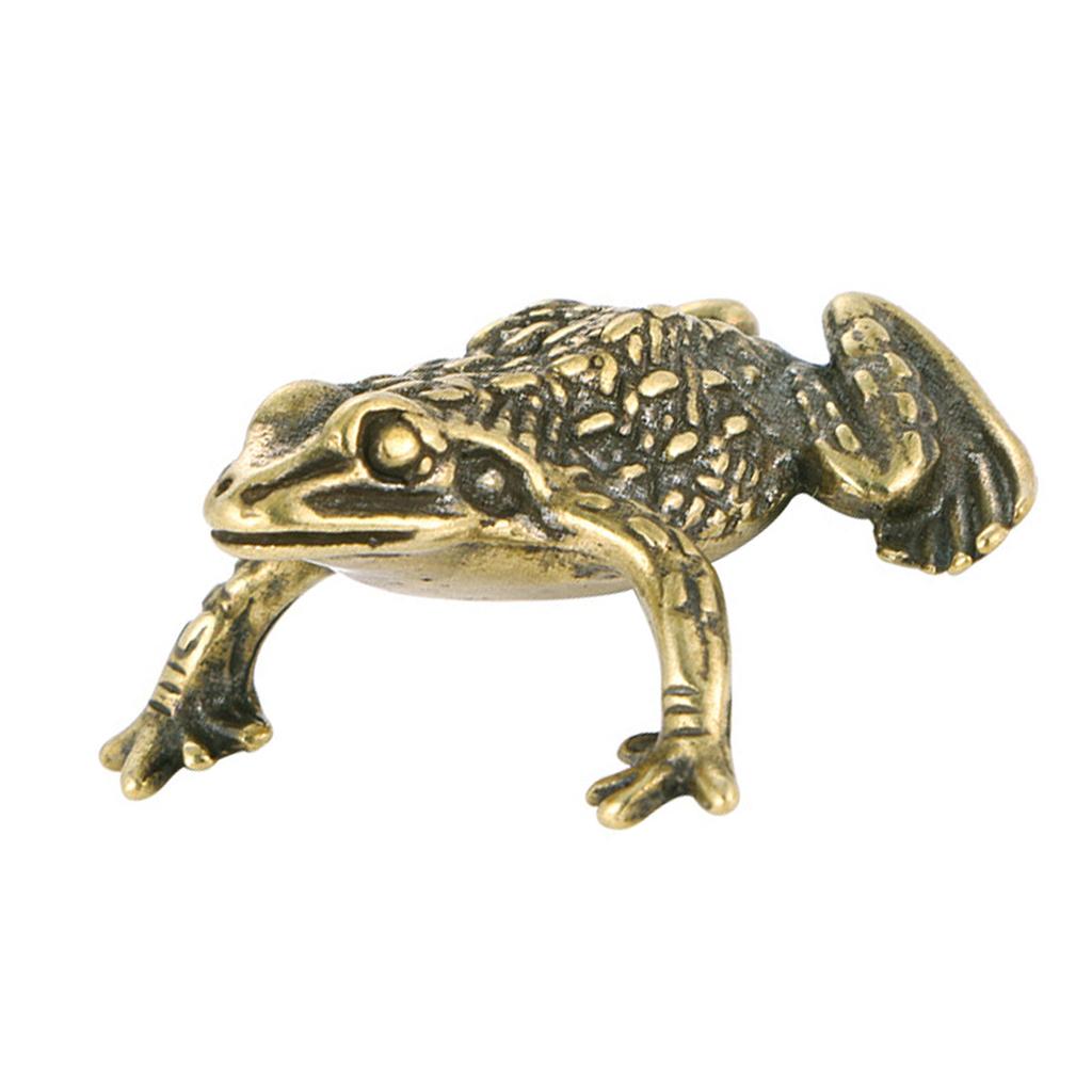 Brass Frog Shelf Decors Accent Animal Figurines Tabletop Centerpieces Home Decorations Retro Frog Decorative Objects