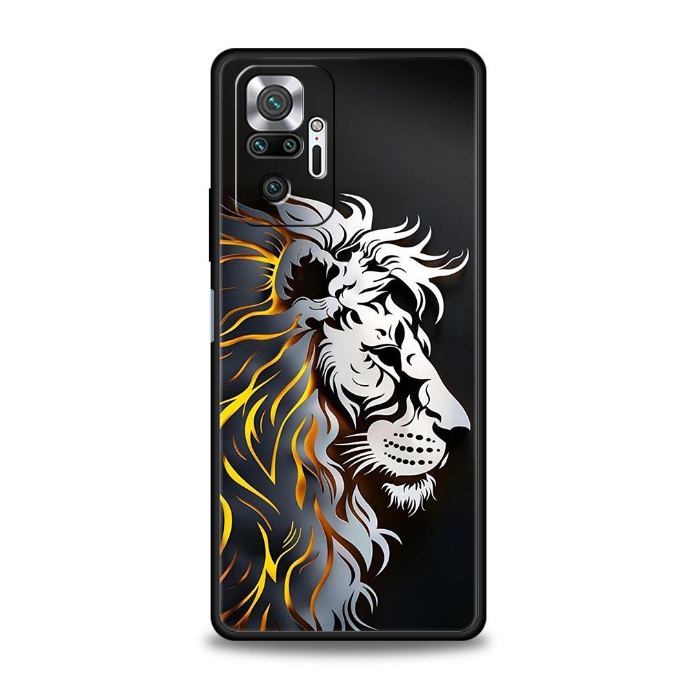 Cross Pattern Bicolor Lion Phone Case Cover for Redmi 14C 10C Note 15 14 13 12 10 11 K40 Pro Plus 5G Soft TPU Shockproof Fundas