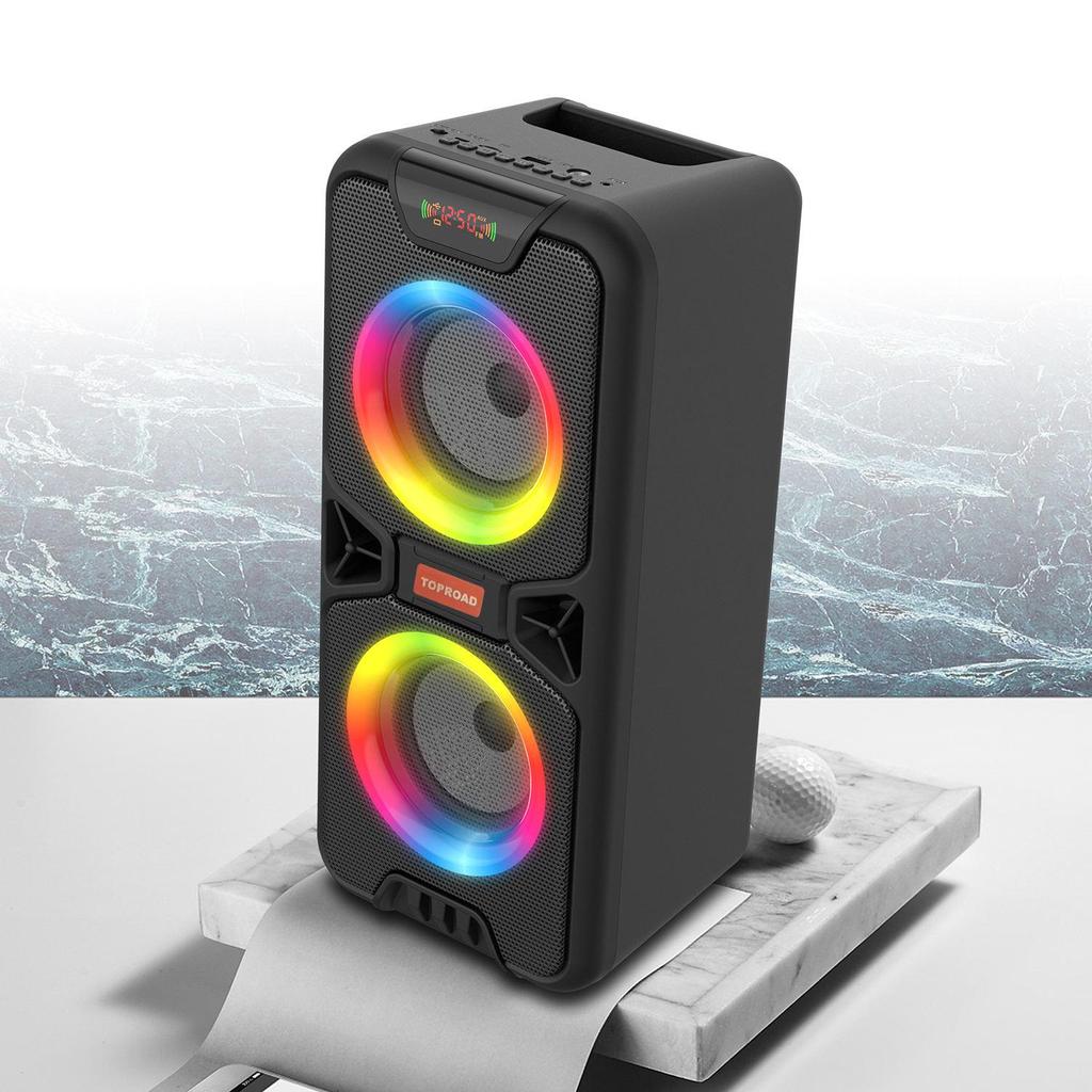 TOPROAD 20 Вт Bluetooth-динамик, портативный беспроводной уличный бумбокс, бас-колонка, большой динамик для домашней вечеринки, поддержка FM-радио, светодиодные фонари