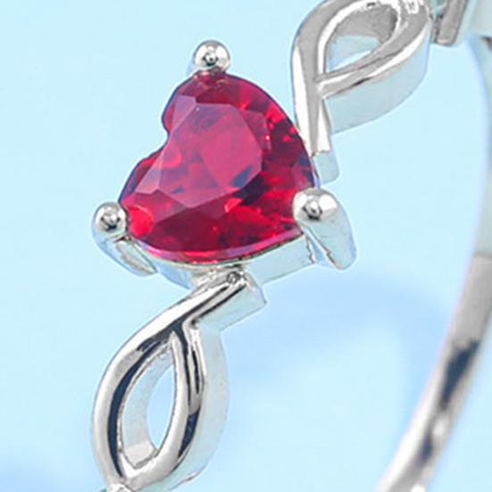 Women Wedding Ring Heart Hollow Electroplated Out Polished Lightweight Rhinestone Prom Party Finger Ring