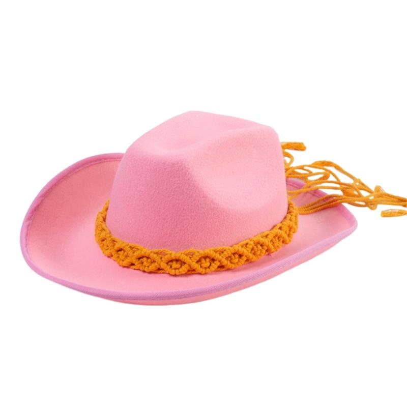 Lightweight Cowboy Hats Ethnic Style Women Wear Resistant Cowboy Hats with Weaving Hat Rope Adult Outdoor Sunproof Hat
