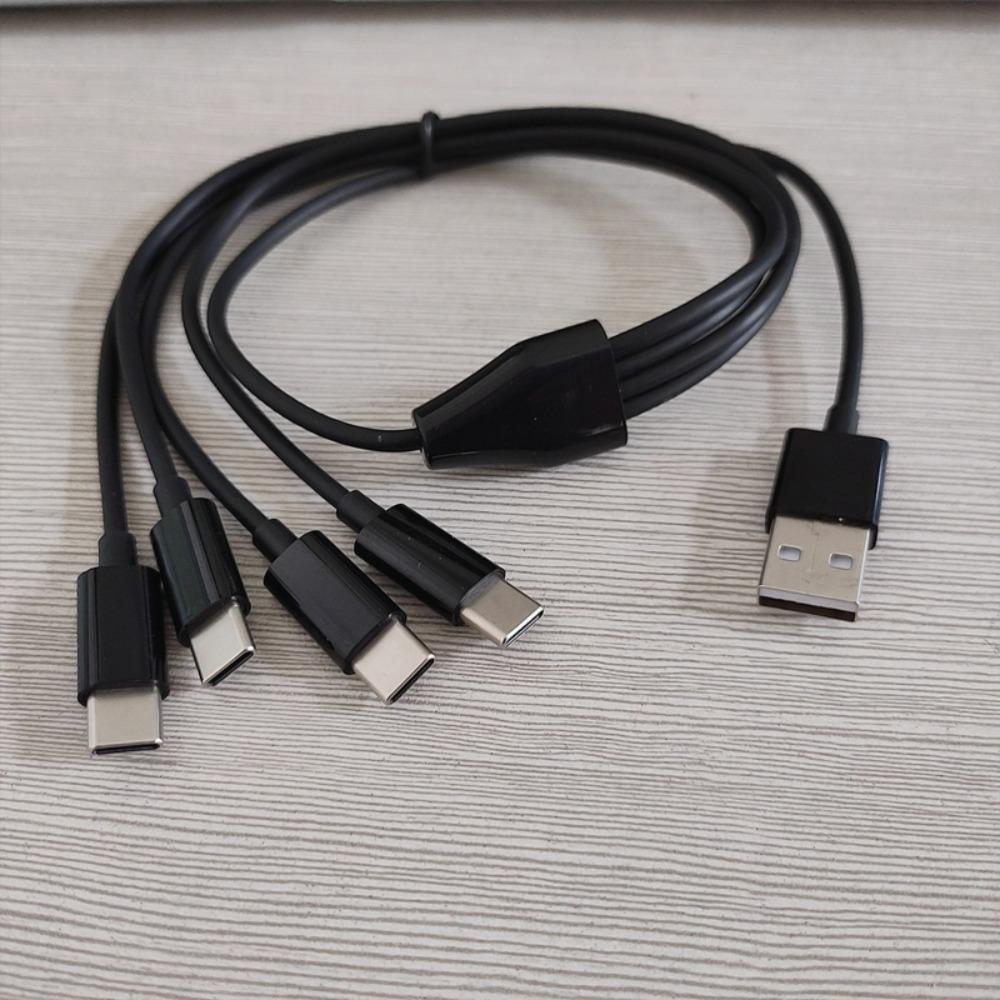 1 One Drag Four Power Supply Cord USB To 4 Port Type C Cable Charger Cable Type C To 4 Type C Wire