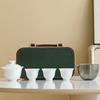 High-end light luxury ice suet jade porcelain Kuaike cup, one pot and three cups, portable travel tea set printing