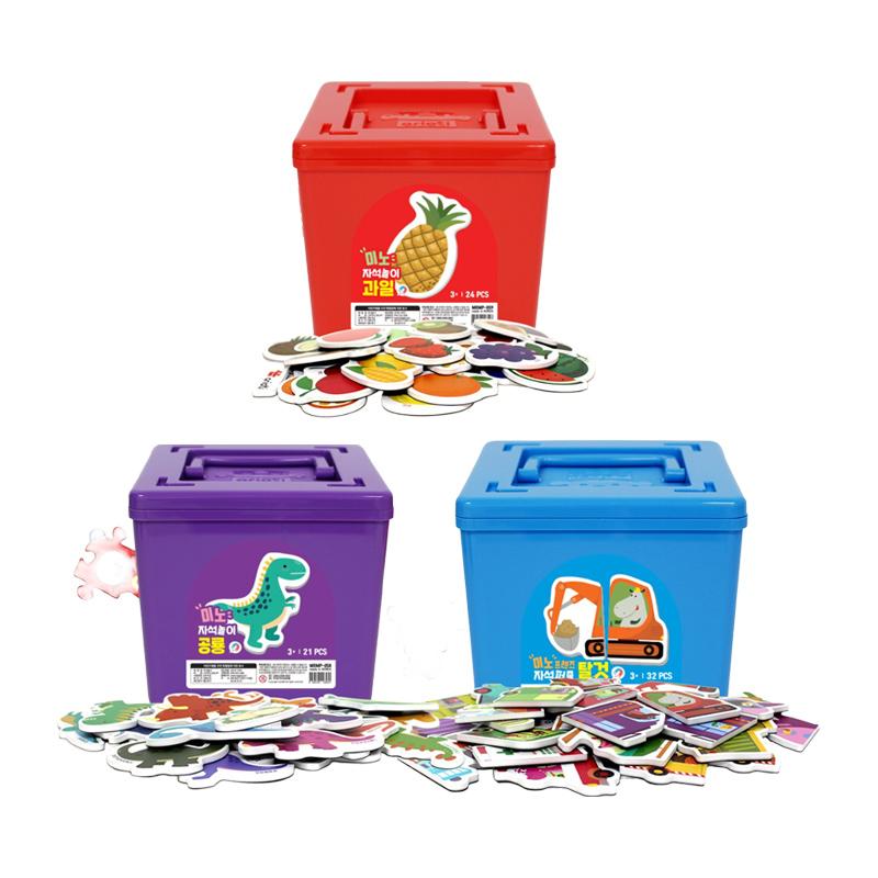 Mino Friends Magnetic Puzzle Series – Fruit / Vehicle / Dinosaur (KC Certified, Made In Korea) (4 Options)