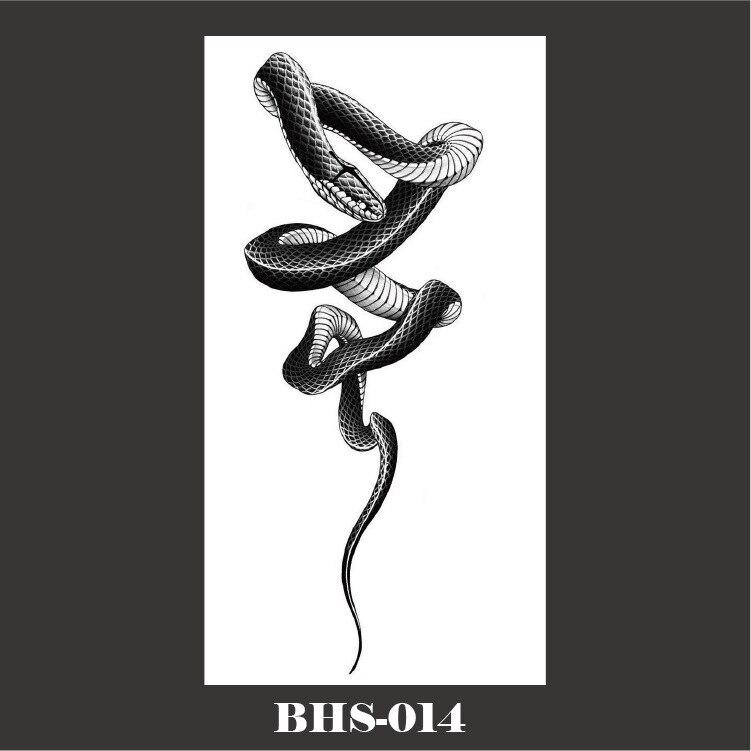 Черная змея, временные татуировки, наклейки для женщин и мужчин, водостойкая поддельная татуировка на талии, темное вино, большой размер, татуировка змеи