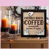 Bood Freshly Coffee Хэллоуин Знак Декор для бара Офисное украшение Рамка для фото Призрак