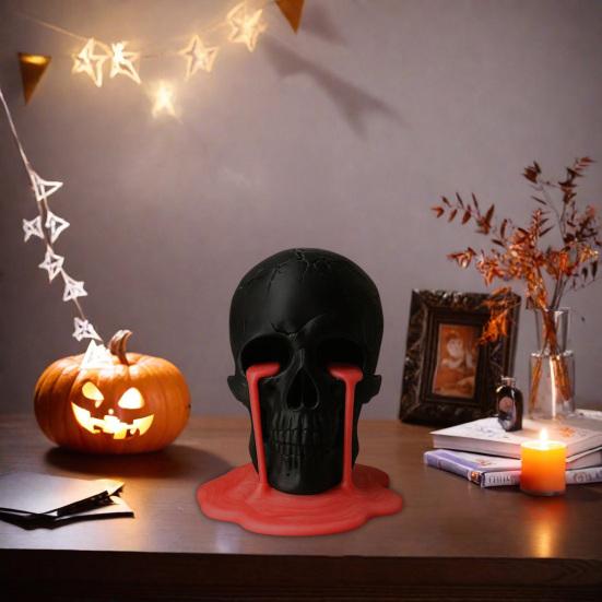 Декор Череп с Тающими Слезами Смелый Острый Скульптура Человеческой Головы Настольное 3D-печатное Украшение Череп для Дома Книжной Полки Декор Кладбища