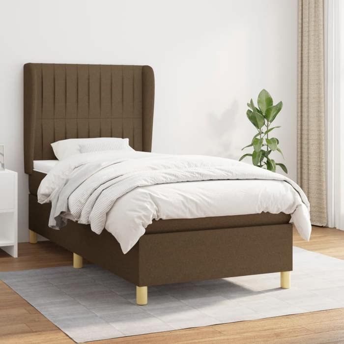 Maison Exclusive - Sommier à lattes de lit avec matelas Marron foncé 90x190 cm
