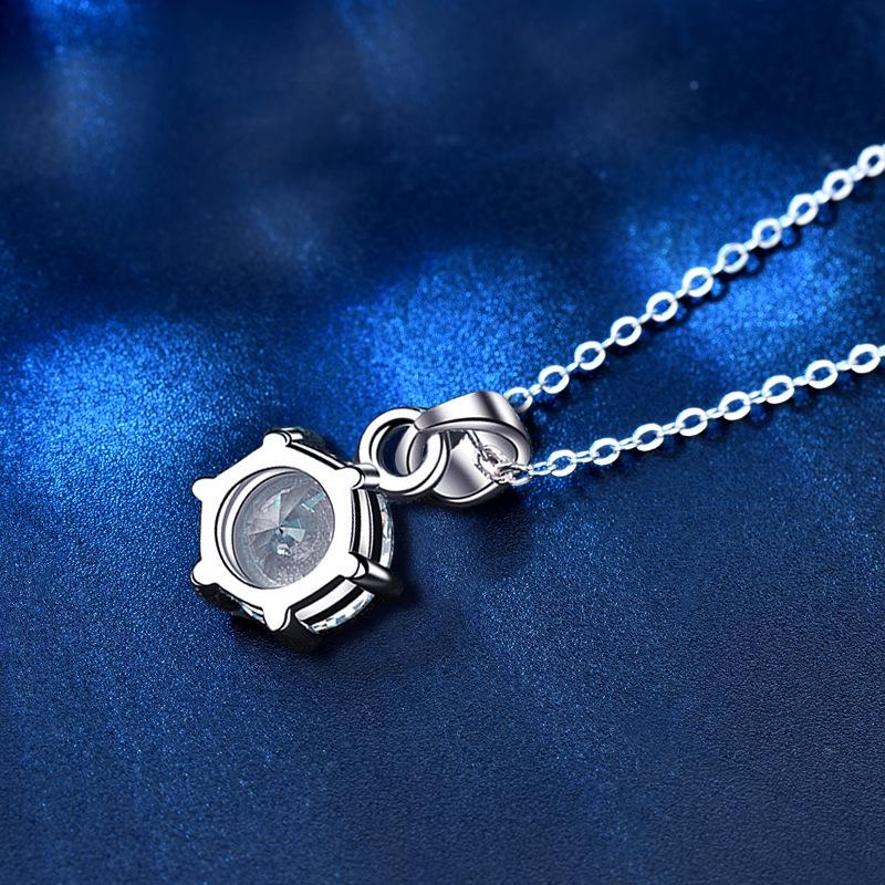 Ожерелье из стерлингового серебра 925 пробы, ювелирные изделия для женщин, 1 карат Mosan Diamond, подвеска с шестью когтями, серебряный стиль, колье на ключицу