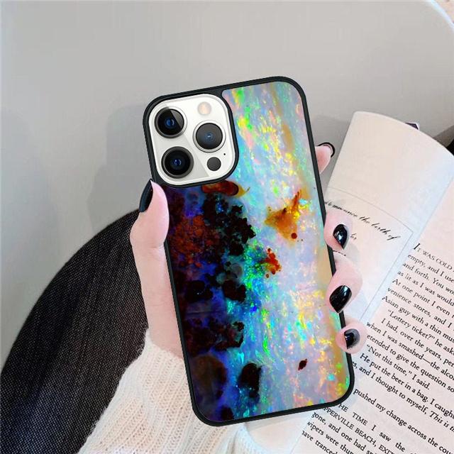 Опаловый Камень Радужный Чехол для Телефона для iPhone 17 Air 15 16 14 13 12 Pro Max 11 Pro Max Plus Coque Shell