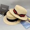 Корейская версия Модная натуральная соломенная плетеная маленькая шляпа с плоским верхом, солнцезащитная, однотонная, женская соломенная шляпа, для путешествий, фотосъемки, цилиндр